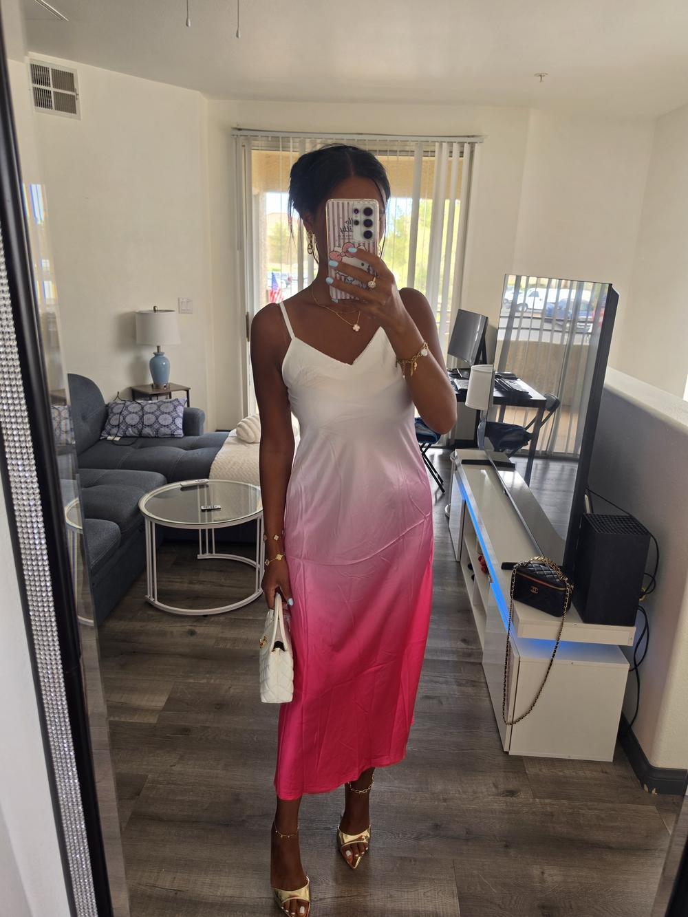 Pink Ombre Slip Dress Satin - Picture 10 of 16